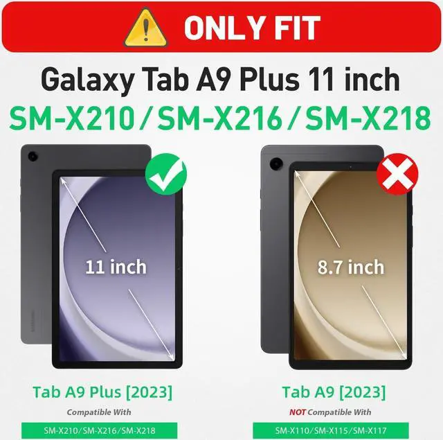 Alt view image 7 of 7 - Case for  Galaxy Tab A9 Plus Case 11 Inch, Protective with Screen Protector/Rotating Stand/Hand Strap/Pen Holder, Sturdy Light Galaxy A9 Plus Tablet Case 2023 SM-X210/X216/X218, Blue