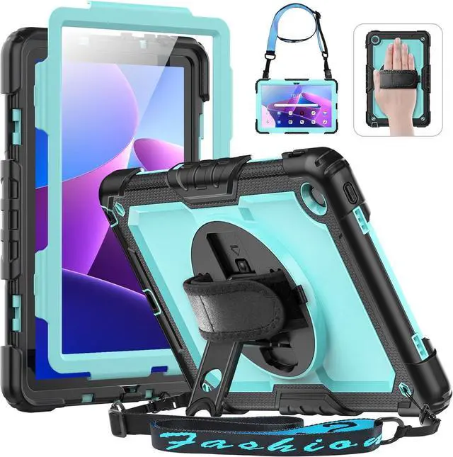 Main image of for  Tab M10 Plus 3rd Gen Case 10.6 Inch with Screen Protector/Rotating Hand Strap/Stand, 3-Layer Protective M10 Plus Tablet Case (TB-125FU TB-128FU TB-128XU) Cover 2022, Light Blue
