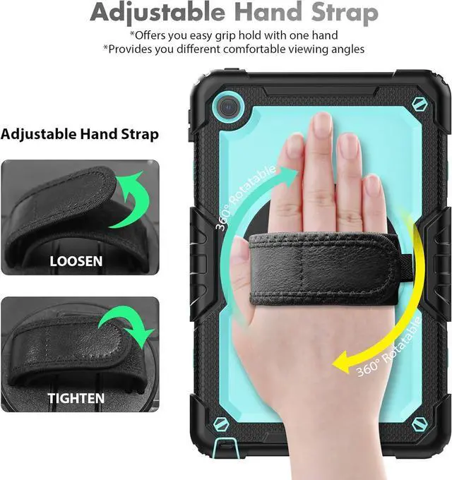 Alt view image 4 of 7 - for  Tab M10 Plus 3rd Gen Case 10.6 Inch with Screen Protector/Rotating Hand Strap/Stand, 3-Layer Protective M10 Plus Tablet Case (TB-125FU TB-128FU TB-128XU) Cover 2022, Light Blue