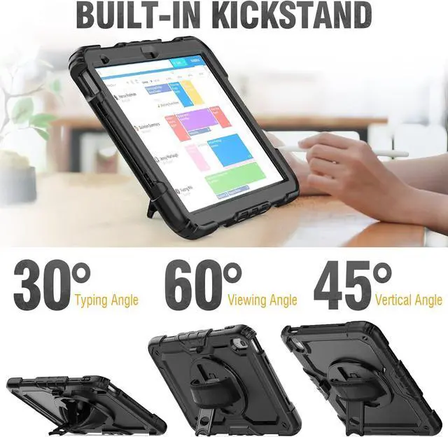 Alt view image 4 of 6 - for  Tab M10 Plus 3rd Gen Case 10.6 Inch with Screen Protector / 360 Rotating Hand Strap/Stand, 3-Layer Protective M10 Plus Tablet Case (TB-125FU TB-128FU TB-128XU) Cover 2022, Black