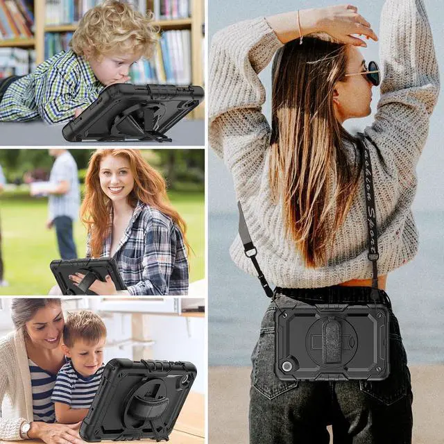 Alt view image 2 of 6 - for  Tab M10 Plus 3rd Gen Case 10.6 Inch with Screen Protector / 360 Rotating Hand Strap/Stand, 3-Layer Protective M10 Plus Tablet Case (TB-125FU TB-128FU TB-128XU) Cover 2022, Black