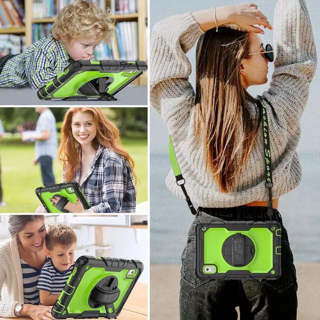 Alt view image 2 of 7 - for  M9 Tablet Case 9 inch for Kids (TB-310FU) with Screen Protector/Rotating Hand Strap/Sturdy Stand, [3-Layer Protective]  M9 HD Tablet Case Cover 2023 Release, Green