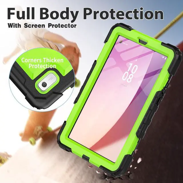 Alt view image 5 of 7 - for  M9 Tablet Case 9 inch for Kids (TB-310FU) with Screen Protector/Rotating Hand Strap/Sturdy Stand, [3-Layer Protective]  M9 HD Tablet Case Cover 2023 Release, Green