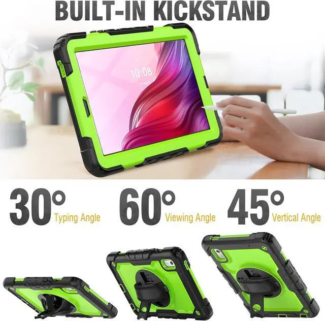 Alt view image 4 of 7 - for  M9 Tablet Case 9 inch for Kids (TB-310FU) with Screen Protector/Rotating Hand Strap/Sturdy Stand, [3-Layer Protective]  M9 HD Tablet Case Cover 2023 Release, Green