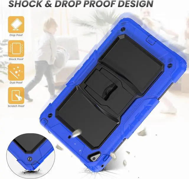 Alt view image 3 of 7 - Shockproof for iPad 6th/5th Generation Case, iPad Air 2 / Pro 9.7 inch Case with Screen Protector/Built- in Stand, [3-Layer] iPad Case 9.7 inch 2018/2017/2016/2014 Protective Cover, Blue