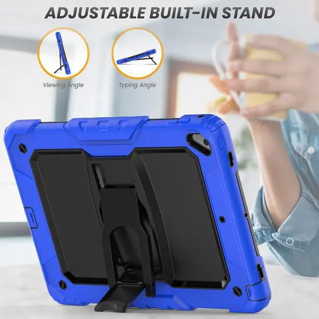 Alt view image 4 of 7 - Shockproof for iPad 6th/5th Generation Case, iPad Air 2 / Pro 9.7 inch Case with Screen Protector/Built- in Stand, [3-Layer] iPad Case 9.7 inch 2018/2017/2016/2014 Protective Cover, Blue