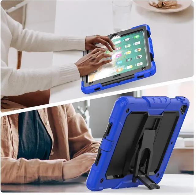 Alt view image 7 of 7 - Shockproof for iPad 6th/5th Generation Case, iPad Air 2 / Pro 9.7 inch Case with Screen Protector/Built- in Stand, [3-Layer] iPad Case 9.7 inch 2018/2017/2016/2014 Protective Cover, Blue