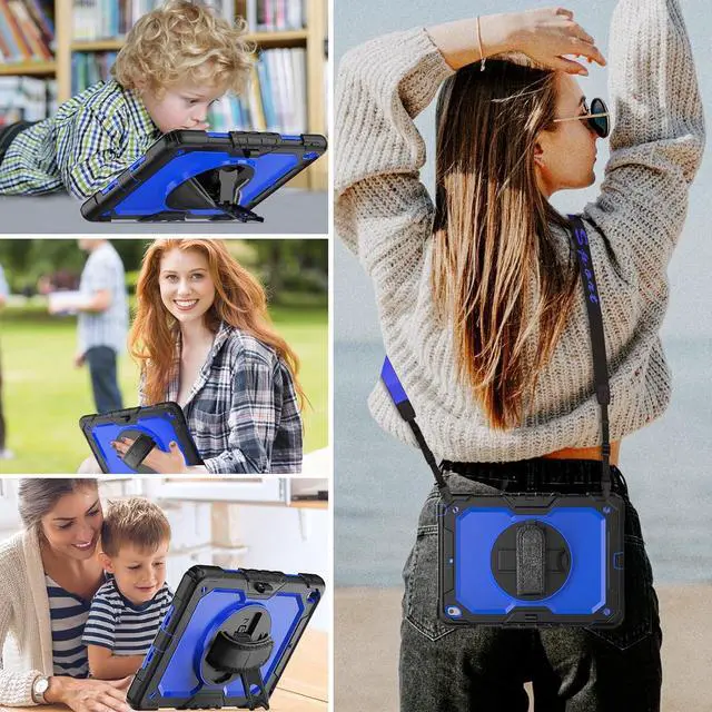 Alt view image 2 of 7 - Shockproof Case for iPad 9th 8th 7th Generation, with Pencil Holder/Screen Protector/Hand Strap/Shoulder Strap Carrying Case for iPad 10.2 inch Gen (2021 2020 2019) - Blue