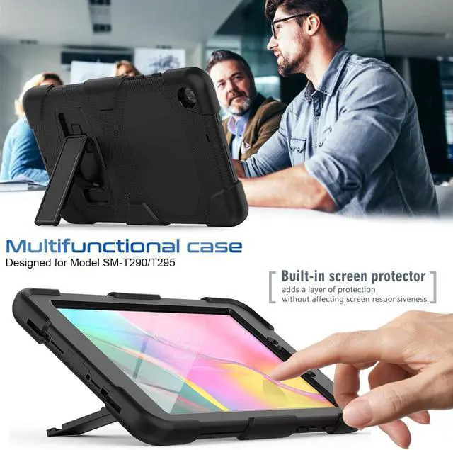 Alt view image 5 of 7 - Case for  Galaxy Tab A 8.0 2019 with Screen Protector/Built-in Stand, Full Body Protective Case for Galaxy Tab A SM-T290 / SM-T295 8 inch Case - Black