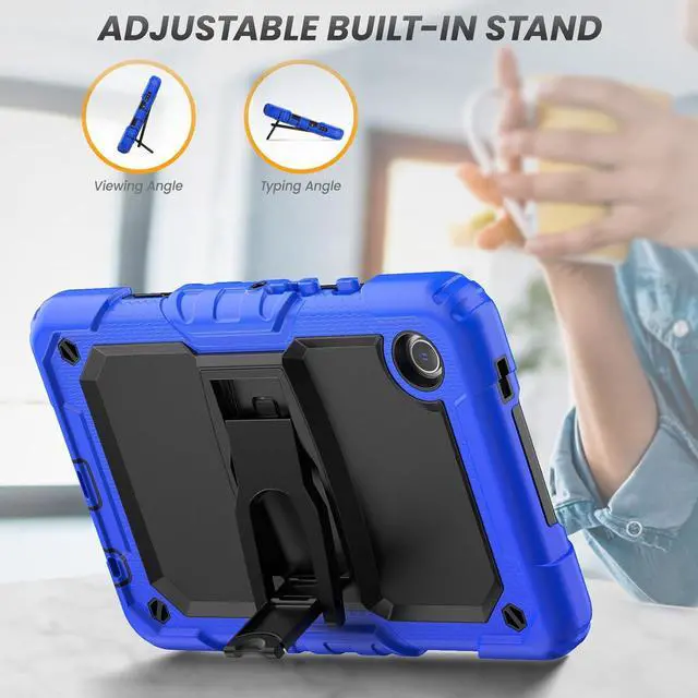Alt view image 4 of 7 - Shockproof Case for  Galaxy Tab A9 Case 8.7 Inch with Screen Protector/Built-in Stand [3-Layer Drop Poof] Protective  A9 Tablet Case 2023 SM-X110/X115/X117 Cover - Blue