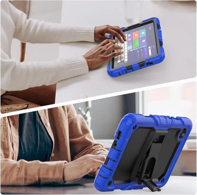 Alt view image 7 of 7 - Shockproof Case for  Galaxy Tab A9 Case 8.7 Inch with Screen Protector/Built-in Stand [3-Layer Drop Poof] Protective  A9 Tablet Case 2023 SM-X110/X115/X117 Cover - Blue