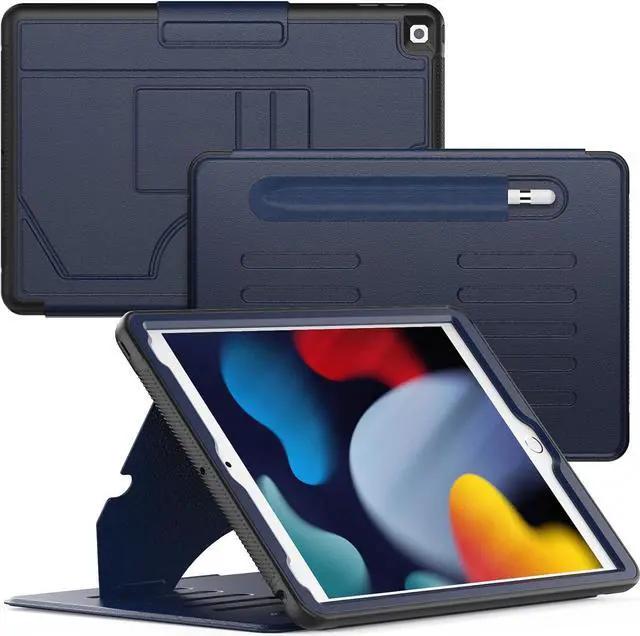 Main image of Strong Magnetic Case for iPad 9th 8th 7th Generation 10.2 inch, Protective Cover with Auto Wake/Sleep, Multi-Angle Stand, Pencil Holder, Card Slots for iPad 9th Gen Case (Blue)