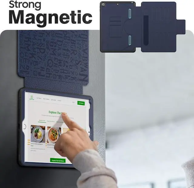 Alt view image 4 of 7 - Strong Magnetic Case for iPad 9th 8th 7th Generation 10.2 inch, Protective Cover with Auto Wake/Sleep, Multi-Angle Stand, Pencil Holder, Card Slots for iPad 9th Gen Case (Blue)