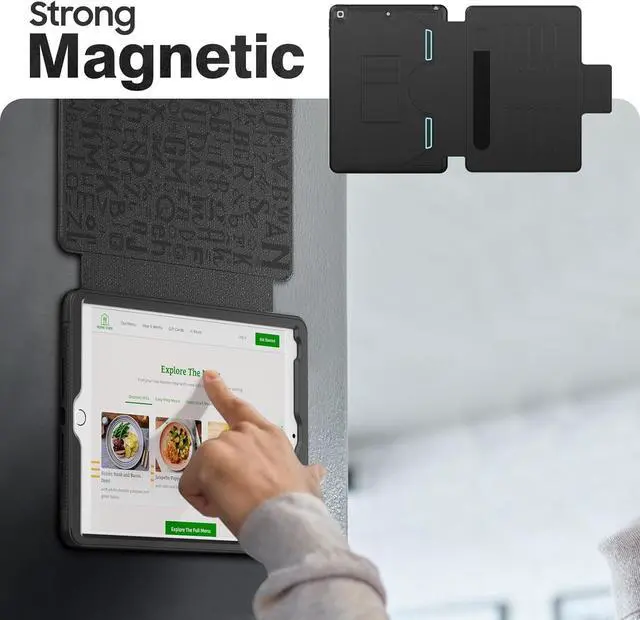 Alt view image 4 of 7 - Strong Magnetic Case for iPad 9th 8th 7th Generation 10.2 inch, Protective Cover with Auto Wake/Sleep, Multi-Angle Stand, Pencil Holder, Card Slots for iPad 9th Gen Case (Black)