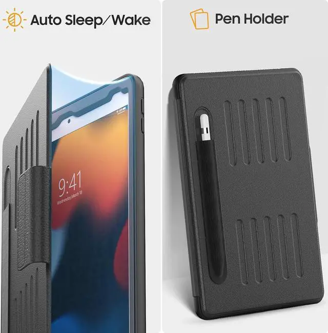 Alt view image 5 of 7 - Strong Magnetic Case for iPad 9th 8th 7th Generation 10.2 inch, Protective Cover with Auto Wake/Sleep, Multi-Angle Stand, Pencil Holder, Card Slots for iPad 9th Gen Case (Black)