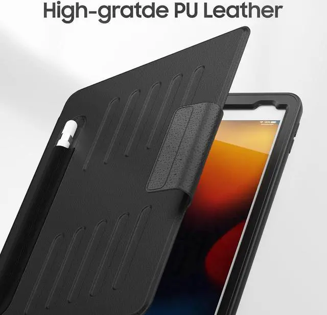 Alt view image 2 of 7 - Strong Magnetic Case for iPad 9th 8th 7th Generation 10.2 inch, Protective Cover with Auto Wake/Sleep, Multi-Angle Stand, Pencil Holder, Card Slots for iPad 9th Gen Case (Black)