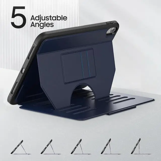 Alt view image 3 of 7 - Strong Magnetic Case for iPad 10th Generation 10.9 inch, Protective Cover with Auto Wake/Sleep, Multi-Angle Stand, Pencil Holder, Card Slots for iPad 10th Gen Case (Navy)