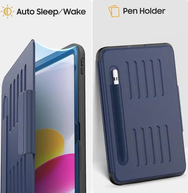 Alt view image 5 of 7 - Strong Magnetic Case for iPad 10th Generation 10.9 inch, Protective Cover with Auto Wake/Sleep, Multi-Angle Stand, Pencil Holder, Card Slots for iPad 10th Gen Case (Navy)