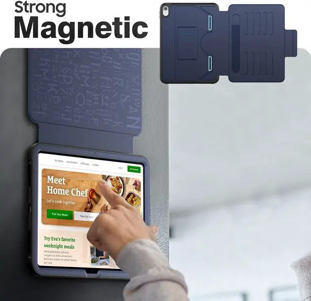 Alt view image 4 of 7 - Strong Magnetic Case for iPad 10th Generation 10.9 inch, Protective Cover with Auto Wake/Sleep, Multi-Angle Stand, Pencil Holder, Card Slots for iPad 10th Gen Case (Navy)