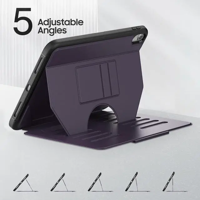Alt view image 3 of 7 - Strong Magnetic Case for iPad 10th Generation 10.9 inch, Protective Cover with Auto Wake/Sleep, Multi-Angle Stand, Pencil Holder, Card Slots for iPad 10th Gen Case (Purple)