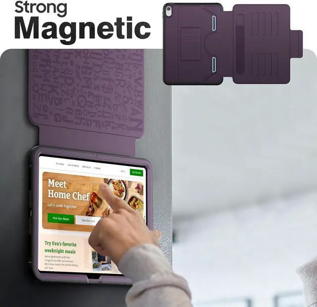 Alt view image 4 of 7 - Strong Magnetic Case for iPad 10th Generation 10.9 inch, Protective Cover with Auto Wake/Sleep, Multi-Angle Stand, Pencil Holder, Card Slots for iPad 10th Gen Case (Purple)