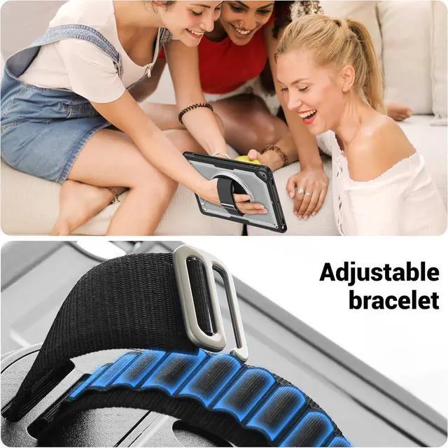 Alt view image 3 of 7 - Case for iPad 10th Generation with Hand Strap/Pencil Holder/Screen Protector, Full Body Protective Case for iPad 10 Gen A2696 / A2757 / A2777 (Clear)