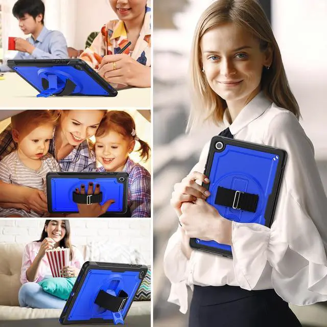 Alt view image 2 of 7 - Case for  Galaxy Tab A9 Plus Case 11 Inch, Protective with Screen Protector/Rotating Stand/Hand Strap/Pen Holder, Sturdy Light Galaxy A9 Plus Tablet Case 2023 SM-X210/X216/X218, Blue