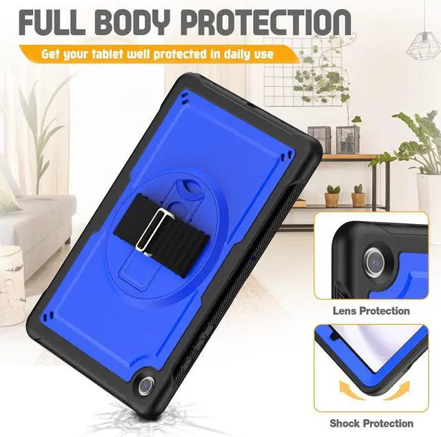 Alt view image 6 of 7 - Case for  Galaxy Tab A9 Plus Case 11 Inch, Protective with Screen Protector/Rotating Stand/Hand Strap/Pen Holder, Sturdy Light Galaxy A9 Plus Tablet Case 2023 SM-X210/X216/X218, Blue