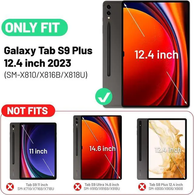 Alt view image 7 of 7 - for  Galaxy Tab S9 Plus Case 12.4 inch S9+ with Screen Protector/Pen Holder/Rotating Strap & Stand (SM-X810,SM-X816B,SM-X818U) Protective Case for Galaxy Tab S9 Plus 2023 - Blue