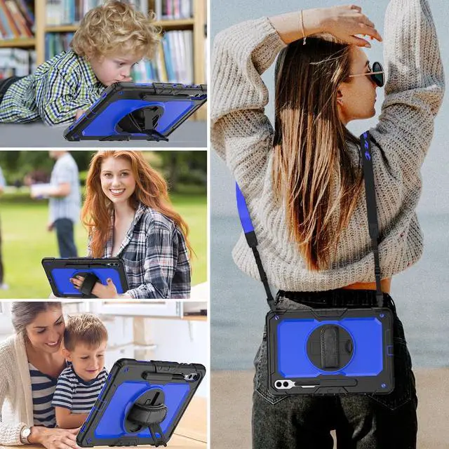 Alt view image 2 of 7 - for  Galaxy Tab S9 Plus Case 12.4 inch S9+ with Screen Protector/Pen Holder/Rotating Strap & Stand (SM-X810,SM-X816B,SM-X818U) Protective Case for Galaxy Tab S9 Plus 2023 - Blue