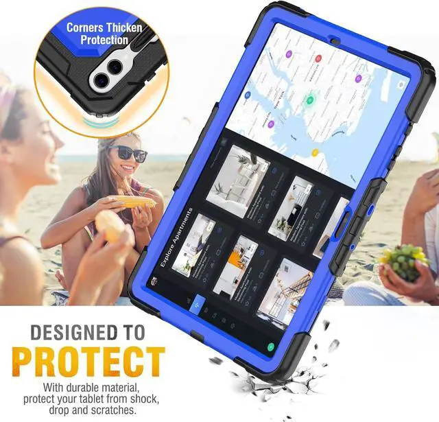 Alt view image 6 of 7 - for  Galaxy Tab S9 Plus Case 12.4 inch S9+ with Screen Protector/Pen Holder/Rotating Strap & Stand (SM-X810,SM-X816B,SM-X818U) Protective Case for Galaxy Tab S9 Plus 2023 - Blue