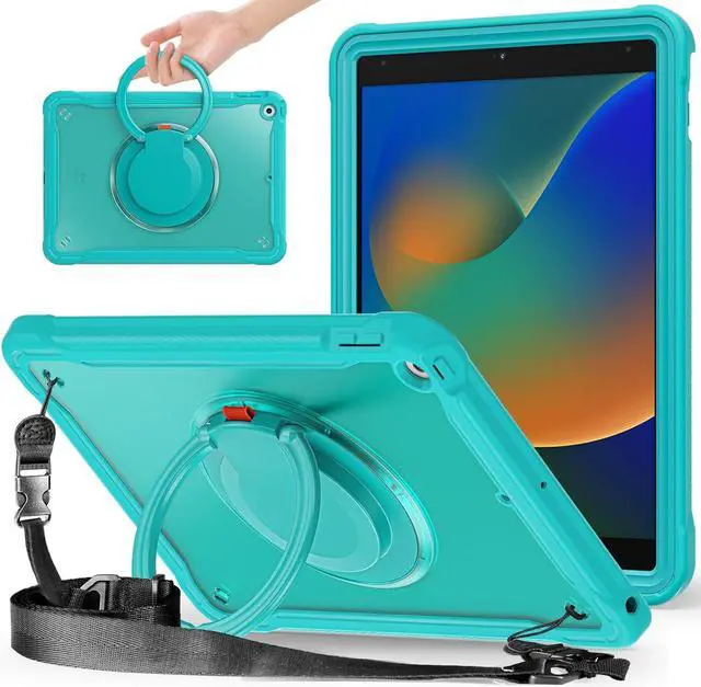 Main image of Ultimate Protection Case for iPad 10.2 Inch 9th / 8th / 7th Generation (2021/2020 / 2019) Sturdy Shockproof Tablet Cover with 360° Rotatable Kickstand & Shoulder Strap/Pencil Holder, Blue