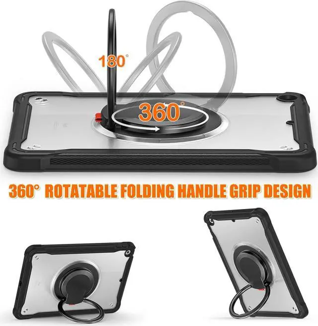 Alt view image 3 of 7 - Ultimate Protection Case for iPad 10.2 Inch 9th / 8th / 7th Generation (2021/2020 / 2019) Sturdy Shockproof Tablet Cover with 360° Rotatable Kickstand & Shoulder Strap/Pencil Holder, Black