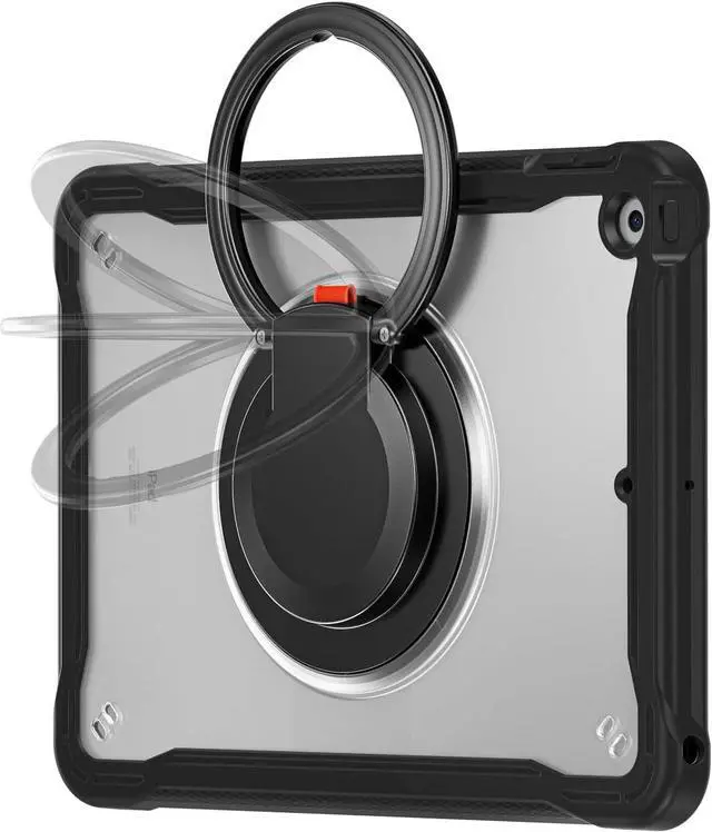 Alt view image 2 of 7 - Ultimate Protection Case for iPad 10.2 Inch 9th / 8th / 7th Generation (2021/2020 / 2019) Sturdy Shockproof Tablet Cover with 360° Rotatable Kickstand & Shoulder Strap/Pencil Holder, Black