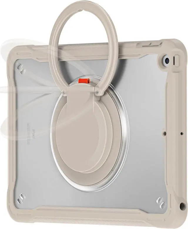 Alt view image 2 of 7 - Ultimate Protection Case for iPad 10.2 Inch 9th / 8th / 7th Generation (2021/2020 / 2019) Sturdy Shockproof Tablet Cover with 360° Rotatable Kickstand & Shoulder Strap/Pencil Holder, Khaki