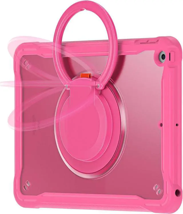 Alt view image 2 of 7 - Ultimate Protection Case for iPad 10.2 Inch 9th / 8th / 7th Generation (2021/2020 / 2019) Sturdy Shockproof Tablet Cover with 360° Rotatable Kickstand & Shoulder Strap/Pencil Holder, Pink