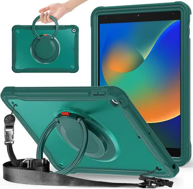 Main image of Ultimate Protection Case for iPad 10.2 Inch 9th / 8th / 7th Generation (2021/2020 / 2019) Sturdy Shockproof Tablet Cover with 360° Rotatable Kickstand & Shoulder Strap/Pencil Holder, Teal