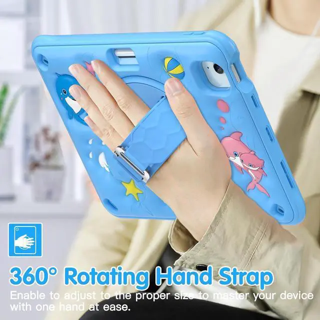 Alt view image 7 of 7 - Kids Case for iPad Air 11 inch 2024 Cute 3D Duck Design Multi-Layer Protection, 360° Rotating Kickstand, Built-in Pen Slot, Shock-Absorbing Corners, Easy Installation for Safe and Fun Use