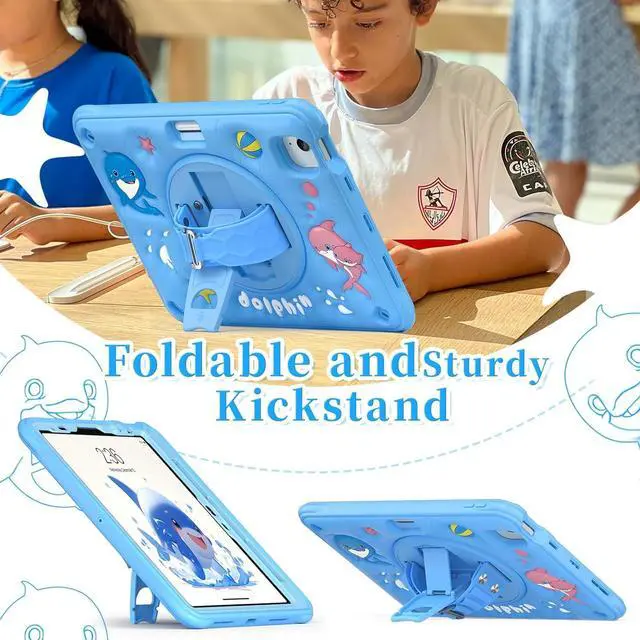 Alt view image 6 of 7 - Kids Case for iPad Air 11 inch 2024 Cute 3D Duck Design Multi-Layer Protection, 360° Rotating Kickstand, Built-in Pen Slot, Shock-Absorbing Corners, Easy Installation for Safe and Fun Use