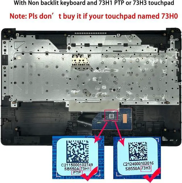 Alt view image 2 of 7 - Replacement US Keyboard Palmrest Upper Case Top Cover for H-P 17-by 17-CA 17T-by 17Z-CA Laptop 73H1 PTP ToucH-Pad Assembly L92780-001 Jet Black