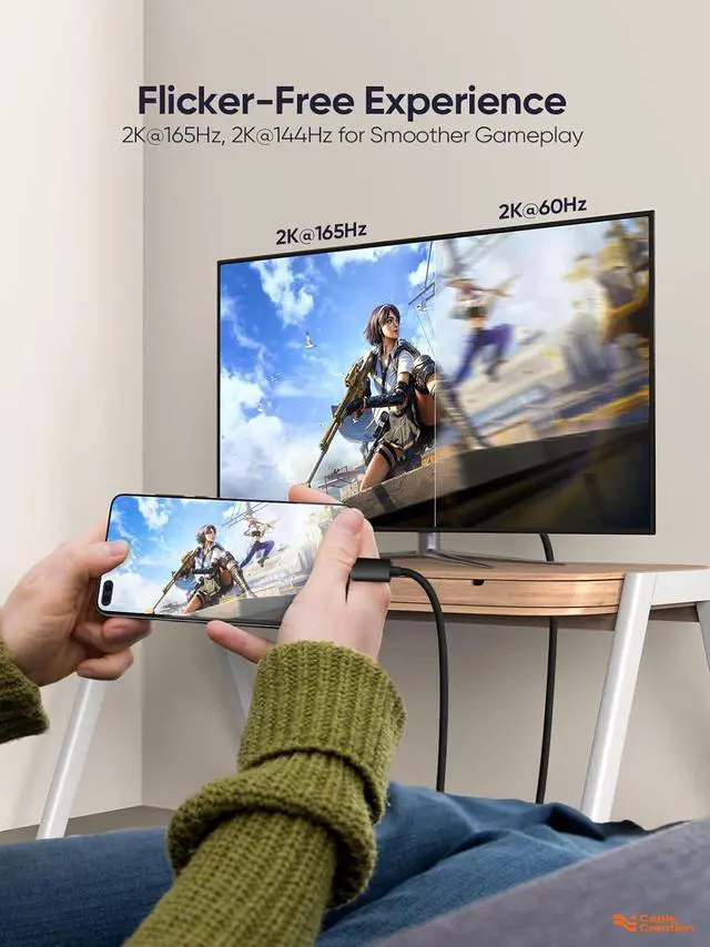 Alt view image 3 of 7 - USB C to DisplayPort Cable 6FT [4K@60Hz, 2K@165Hz, 2K@144Hz], CableCreation USB Type C to DP 1.2 Cord Thunderbolt 3/4 Compatible with iPhone 16 15 Pro Max Plus MacBook Pro Air iPad Pro iMac XPS Galaxy