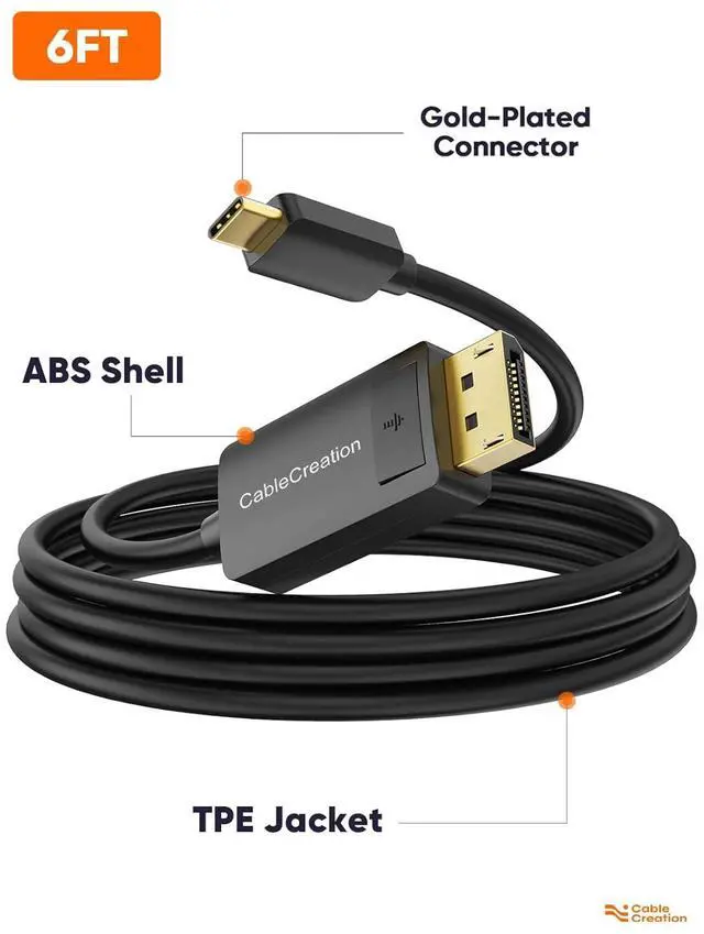 Alt view image 7 of 7 - USB C to DisplayPort Cable 6FT [4K@60Hz, 2K@165Hz, 2K@144Hz], CableCreation USB Type C to DP 1.2 Cord Thunderbolt 3/4 Compatible with iPhone 16 15 Pro Max Plus MacBook Pro Air iPad Pro iMac XPS Galaxy