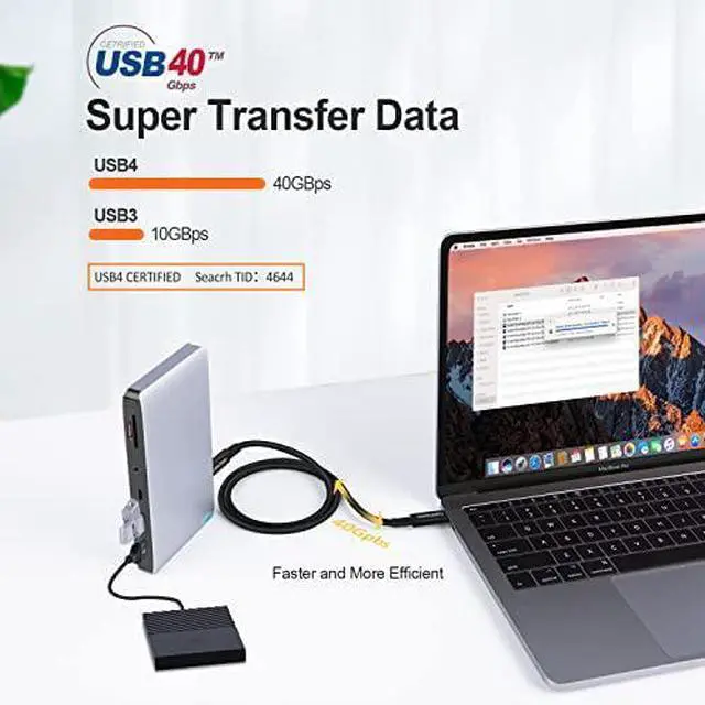 Alt view image 4 of 7 - CableCreation USB 4 Cable for Thunderbolt 4/3, [USB-IF Certified] 2.6FT 40Gbps 100W USB C Cable, 8K 30Hz or Dual 4K 60Hz Video, Compatible with USB-C Docking Station, Hub, eGPU and More, 0.8M