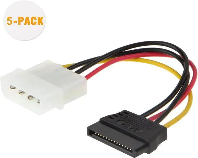 Alt view image 5 of 5 - CableCreation Molex to SATA, [5-Pack] 4-Inch 4 Pin Molex to SATA Power Cable Adapter