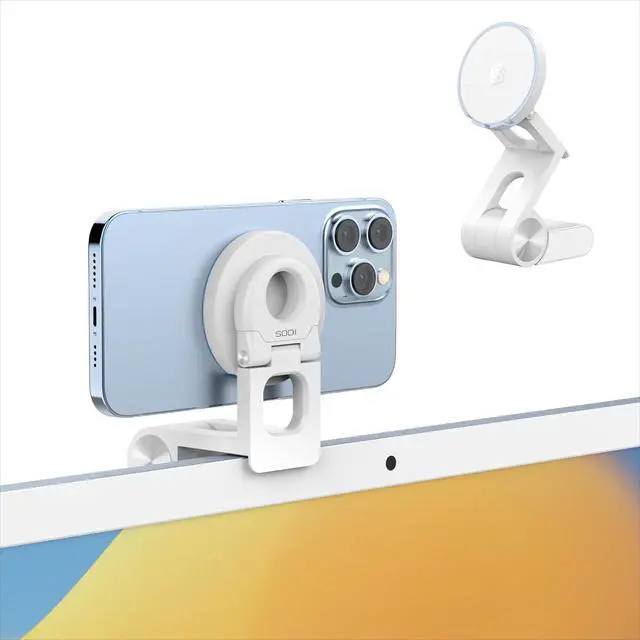 Main image of Continuity Camera Mount for Desktop Monitor & iMac, Detachable iPhone Webcam Mount, Adjustable Magnetic Phone Stand for iPhone 16 Pro Max Plus Mini 15/14/13/12 and Mac OS Ventura
