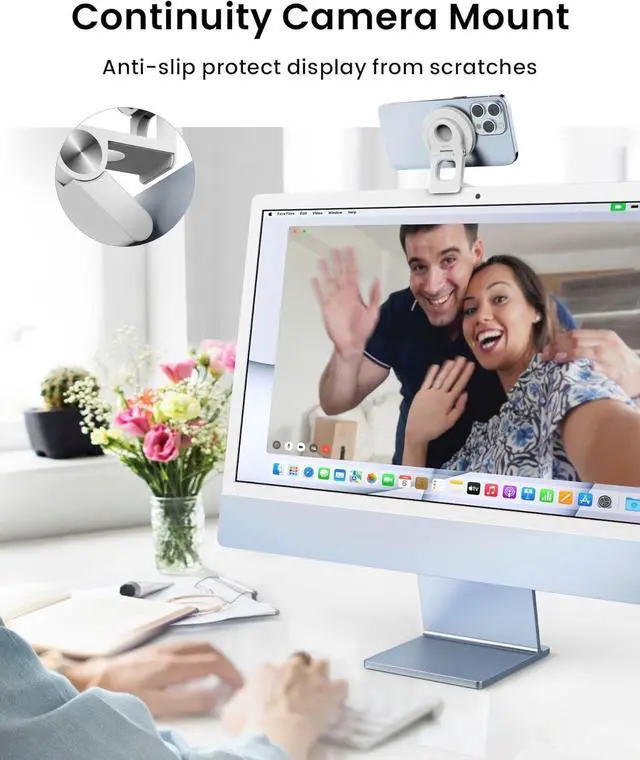 Alt view image 3 of 7 - Continuity Camera Mount for Desktop Monitor & iMac, Detachable iPhone Webcam Mount, Adjustable Magnetic Phone Stand for iPhone 16 Pro Max Plus Mini 15/14/13/12 and Mac OS Ventura