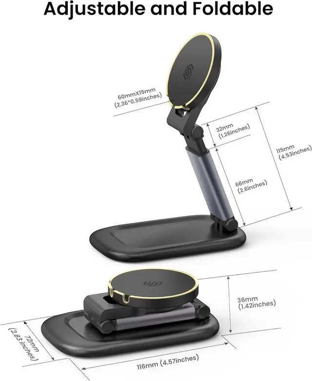 Alt view image 6 of 7 - Continuity Camera Mount for MacBook, Foldable iPhone Webcam Mount, Magnetic Phone Holder Compatible with iPhone 16/15/14/13/12 Series,MacBook OS Ventura,Facetime- Black