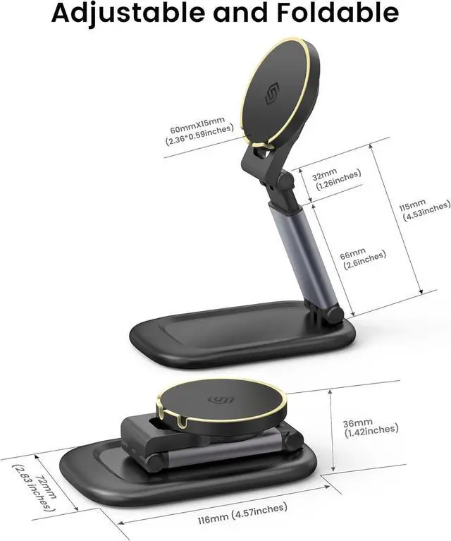 Alt view image 5 of 7 - Continuity Camera Mount for MacBook&iPhoneMag-Safe Webcam Mount Stand for Desk, Adjustable & Foldable Magnetic Phone Stand Compatible with OS Ventura, iPhone 16/15/14/13/12 Series Facetime