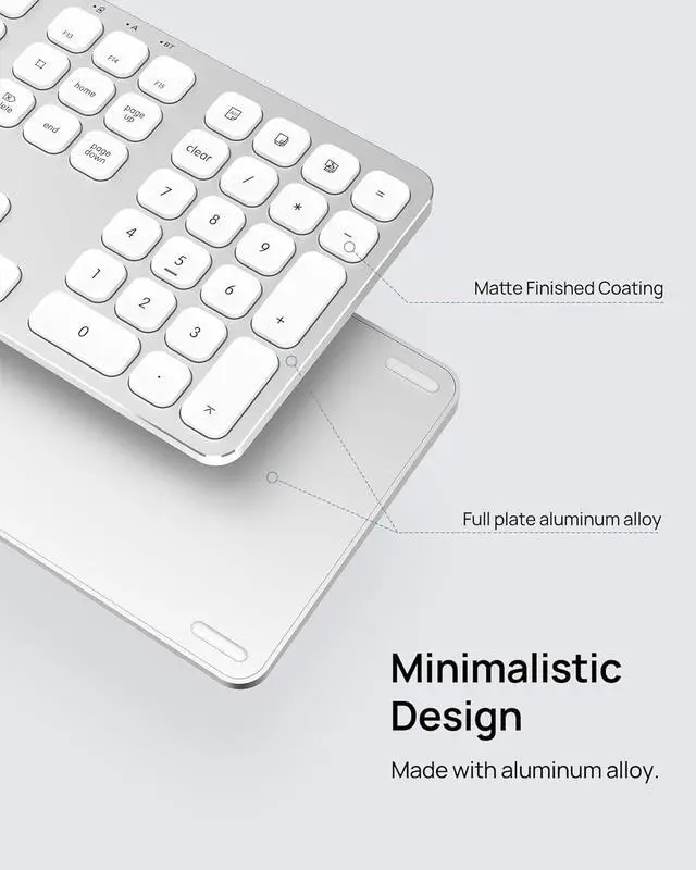 Alt view image 3 of 7 - Bluetooth Keyboard with Numeric Keypad, Wireless Keyboard Compatible with Mac, iPad, or iPhone, KB036