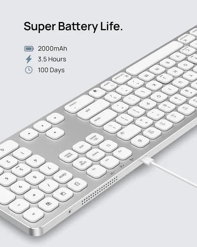 Alt view image 7 of 7 - Bluetooth Keyboard with Numeric Keypad, Wireless Keyboard Compatible with Mac, iPad, or iPhone, KB036